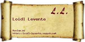 Loidl Levente névjegykártya